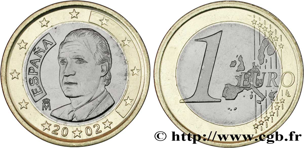 SPAIN 1 Euro JUAN-CARLOS I 2002 MS63