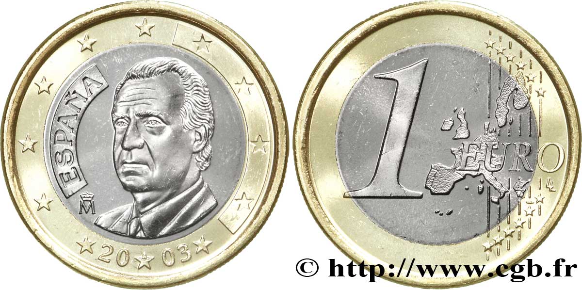SPAIN 1 Euro JUAN-CARLOS I 2003 MS63