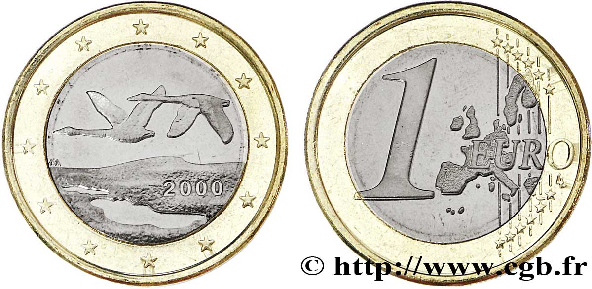 FINLAND 1 Euro CYGNES 2000 MS63