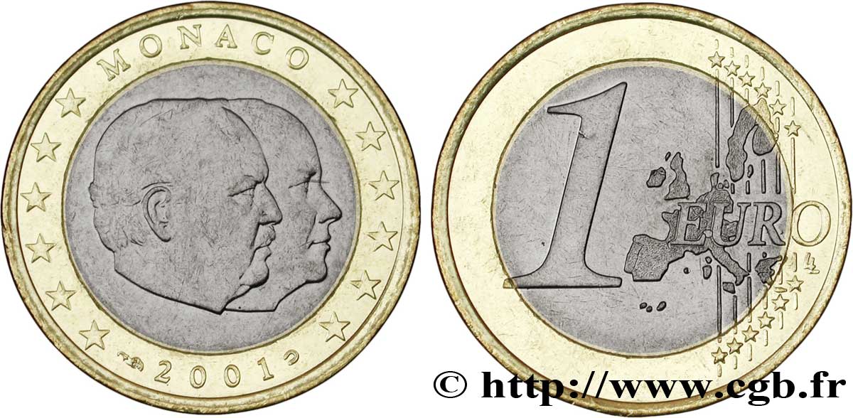 MONACO 1 Euro LES PRINCES GRIMALDI 2001 SPL