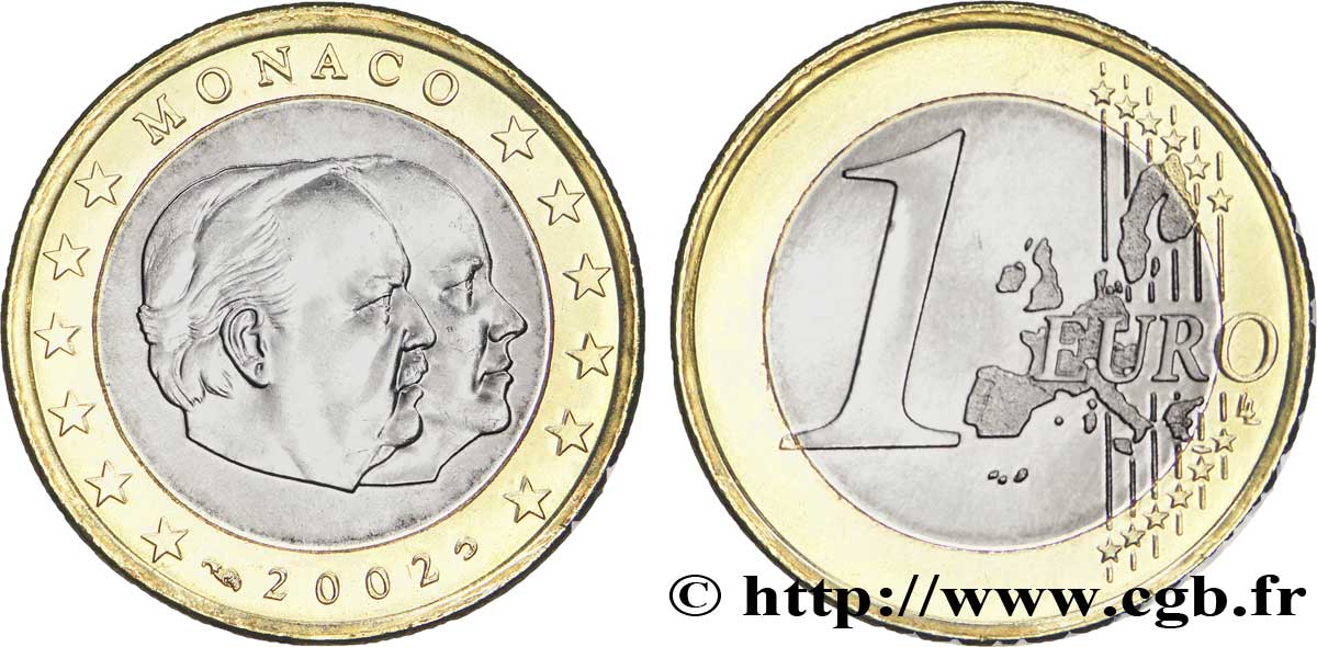 MONACO 1 Euro LES PRINCES GRIMALDI 2002 AU