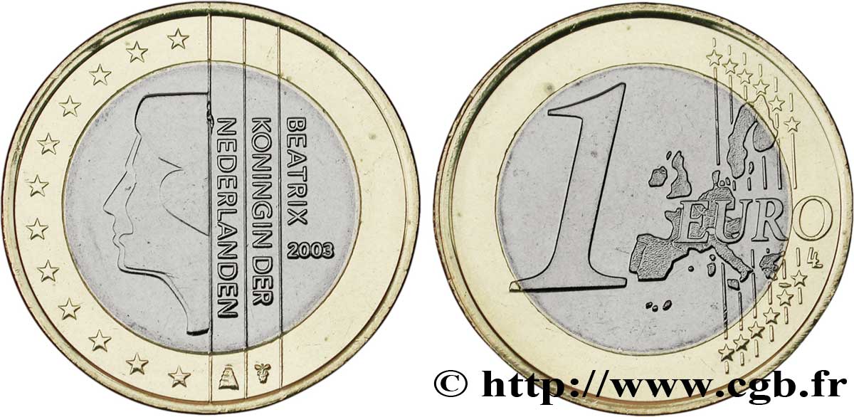NETHERLANDS 1 Euro BEATRIX 2003 MS63
