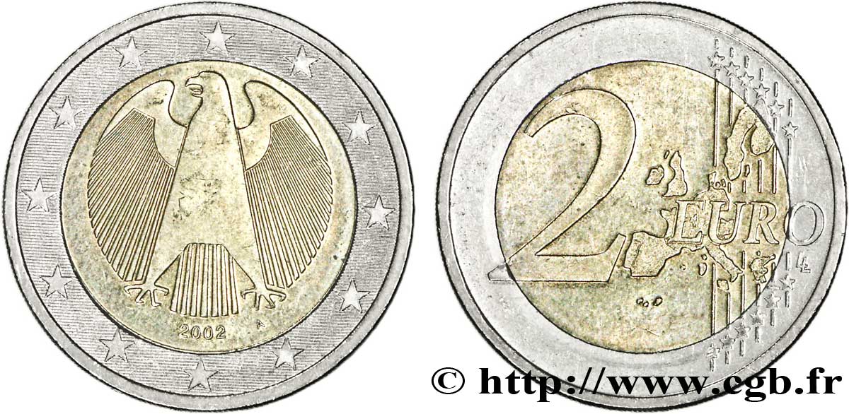 ALLEMAGNE 2 Euro AIGLE HÉRALDIQUE tranche A Berlin A 2002 Berlin A feu_100105 Euros ALLEMAGNE 2 Euro AIGLE HÉRALDIQUE tranche A Berlin A 2002 Berlin A feu_100105 Euros