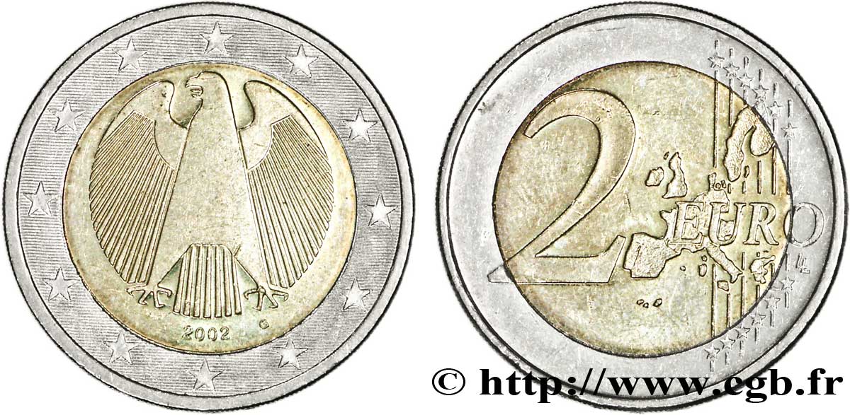 ALLEMAGNE 2 Euro AIGLE HÉRALDIQUE tranche A - Karlsruhe G 2002 SUP58