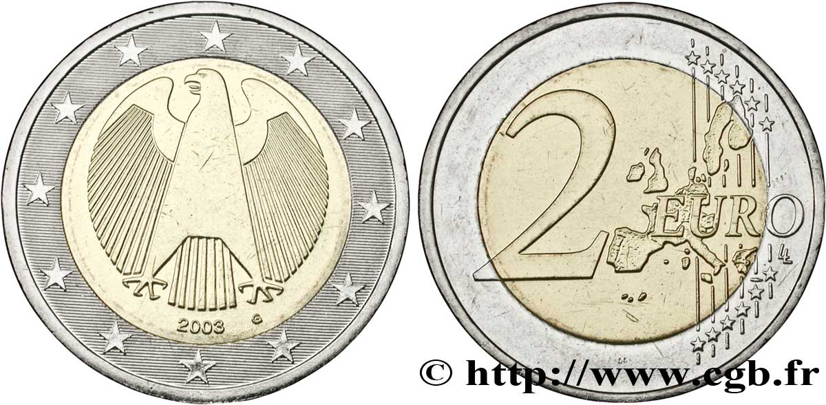 GERMANY 2 Euro AIGLE HÉRALDIQUE tranche A - Karlsruhe G 2003 MS63