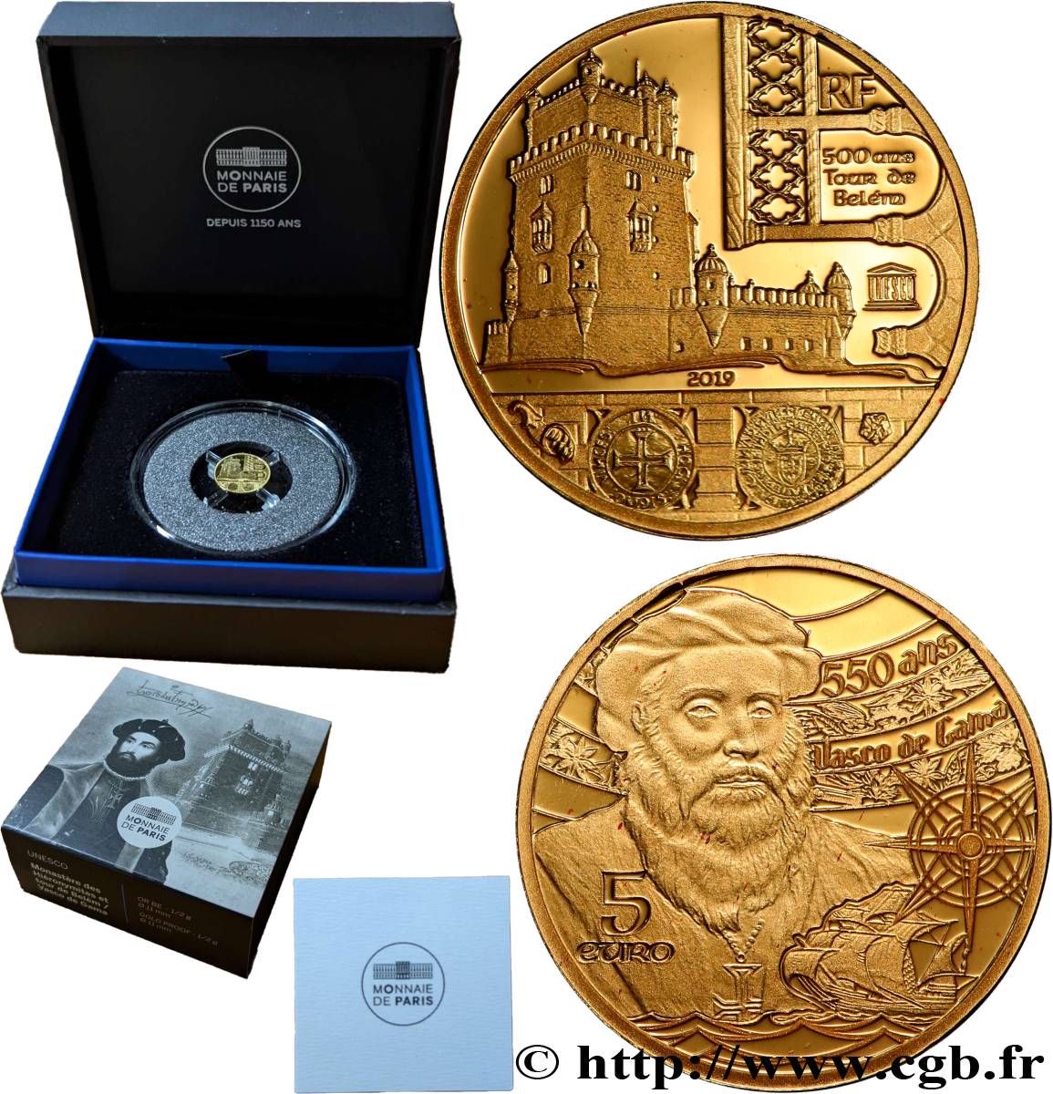 FRANCE Belle Épreuve 5 Euro UNESCO Tour de Bélem - Vasco de Gama 2019 Proof set