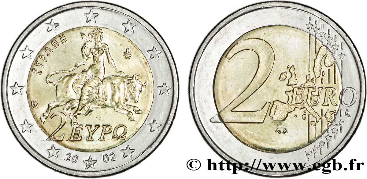 GREECE 2 Euro EUROPE tranche A 2002 MS63