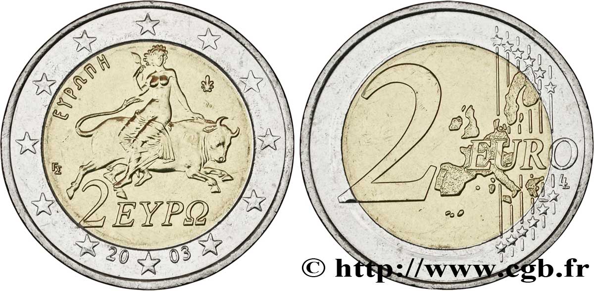 GREECE 2 Euro EUROPE tranche B 2003 MS63