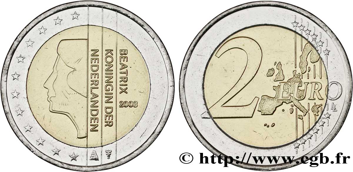 NETHERLANDS 2 Euro BEATRIX tranche B 2003 MS63