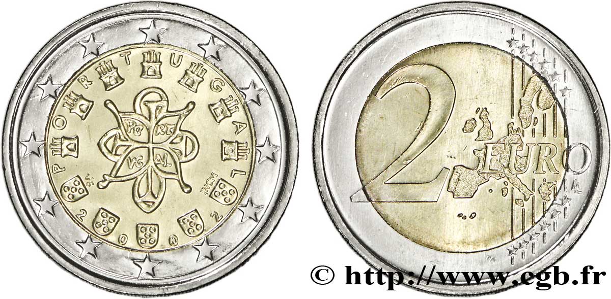 PORTUGAL 2 Euro SCEAU ENTRELACÉ (1144) tranche B 2002 MS63