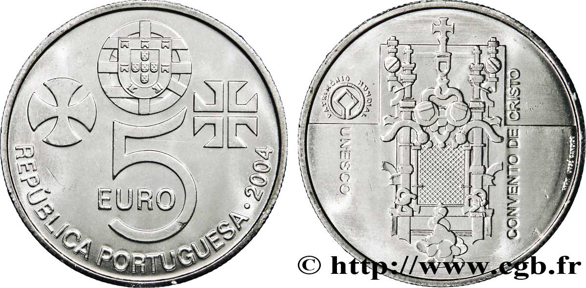 PORTUGAL 5 Euro COUVENT LE CHRIST DE TOMAR  2004