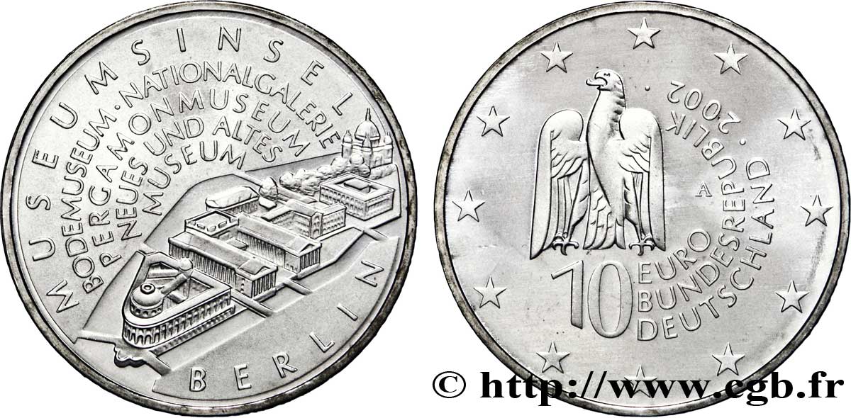 GERMANY 10 Euro L ÎLE AUX MUSÉES tranche A 2002 MS63