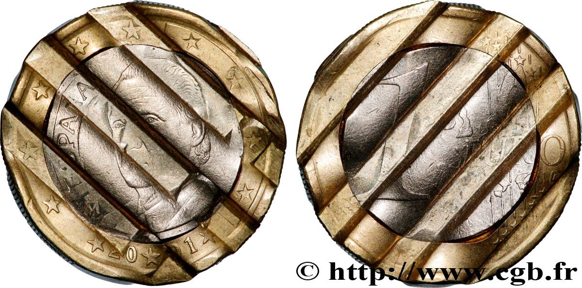 ESPAGNE 1 Euro JUAN-CARLOS I difformé 2001 SPL