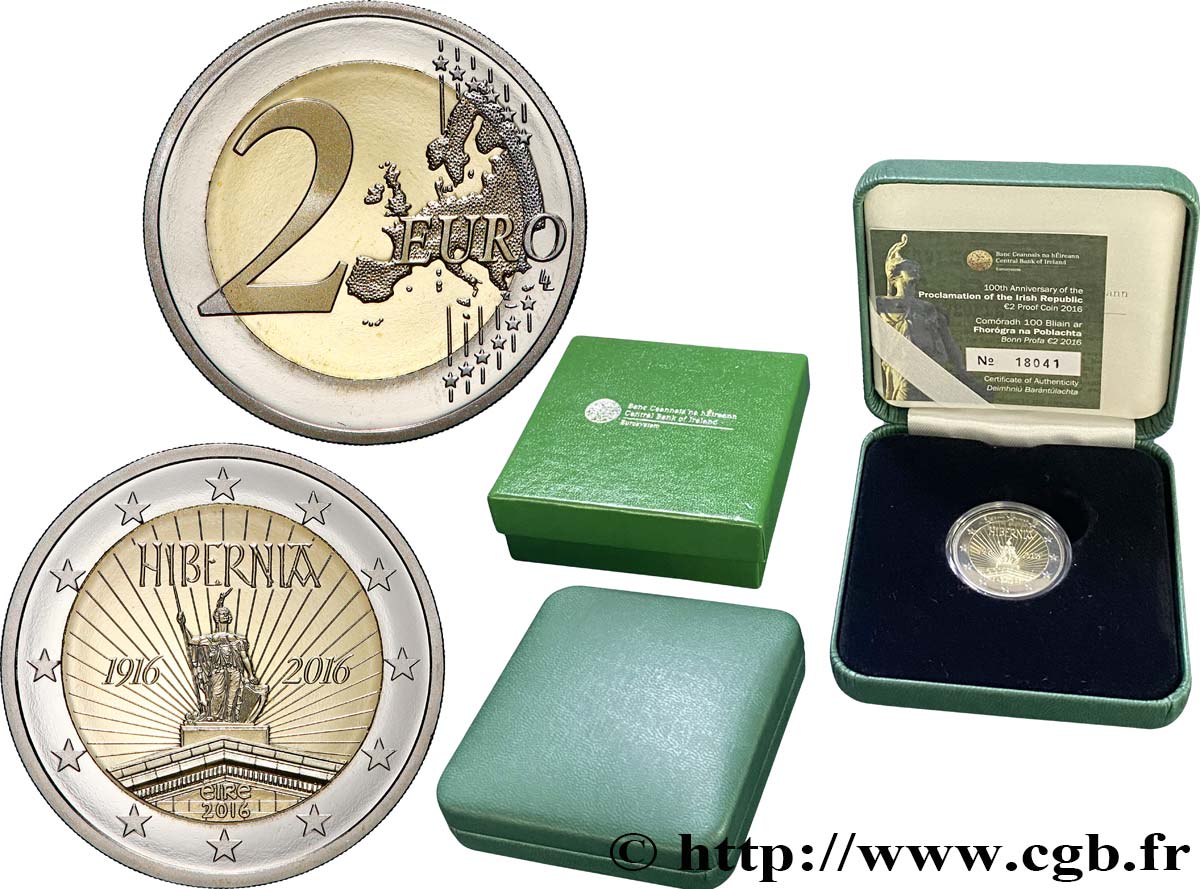 IRELAND REPUBLIC BELLE EPREUVE 2 Euro 100e ANNIVERSAIRE DE L INDÉPENDANCE  2016 Proof set