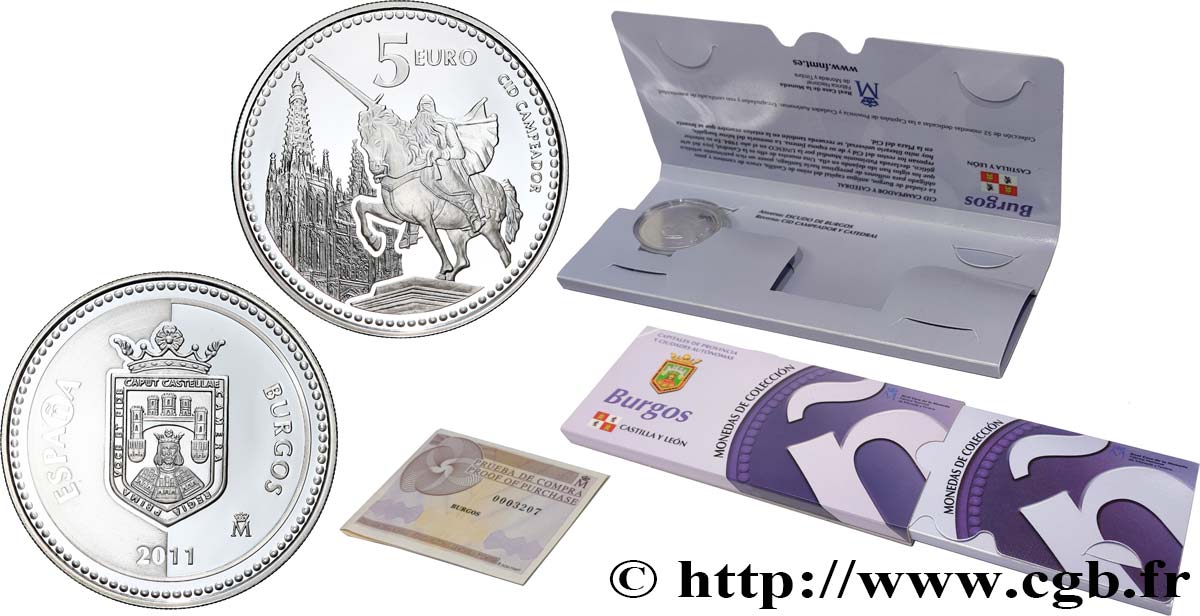 SPAIN BELLE ÉPREUVE 5 Euro BURGOS 2011 Proof set
