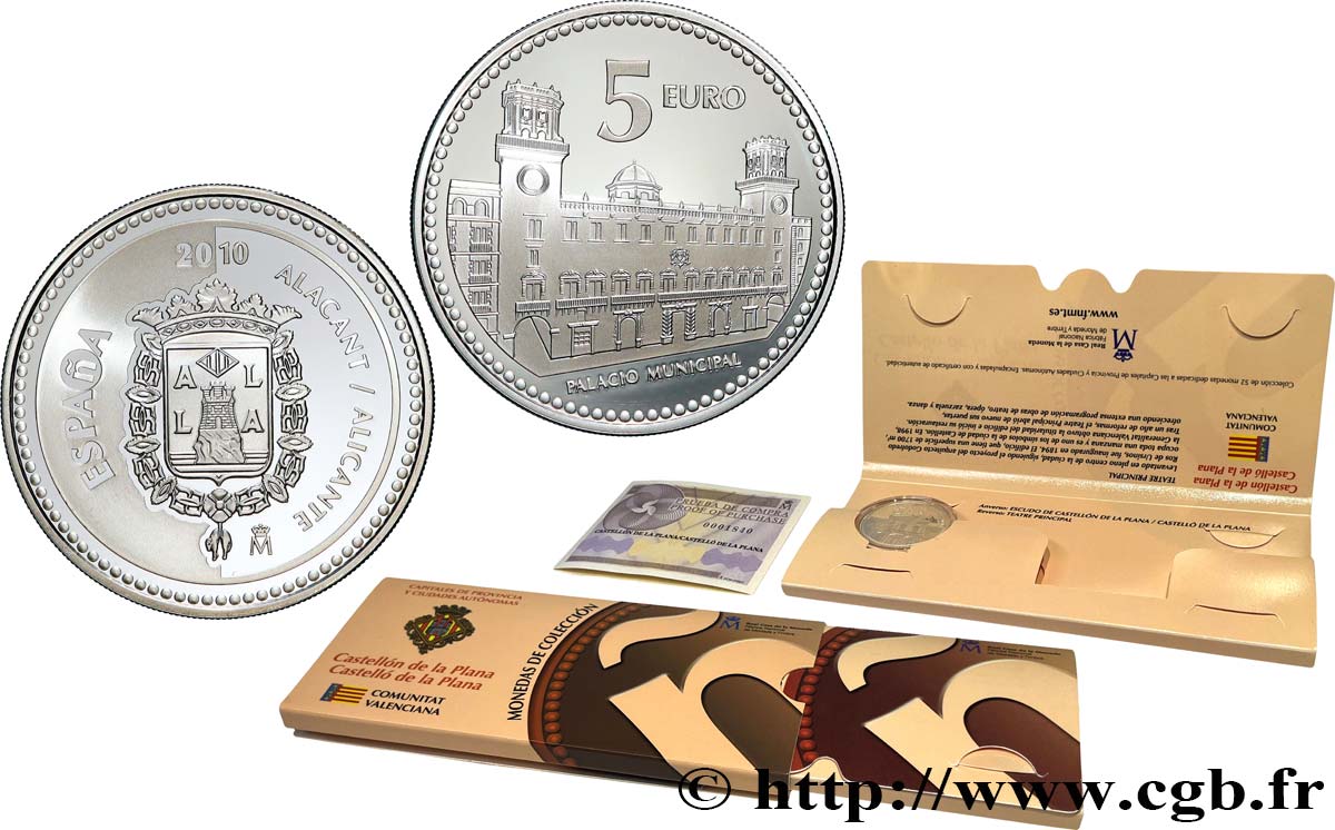 SPAIN BELLE ÉPREUVE 5 Euro Alicante 2010 Proof set