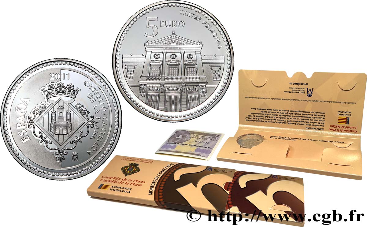 ESPAGNE BELLE ÉPREUVE 5 Euro Castellon de la Plana 2011 BE