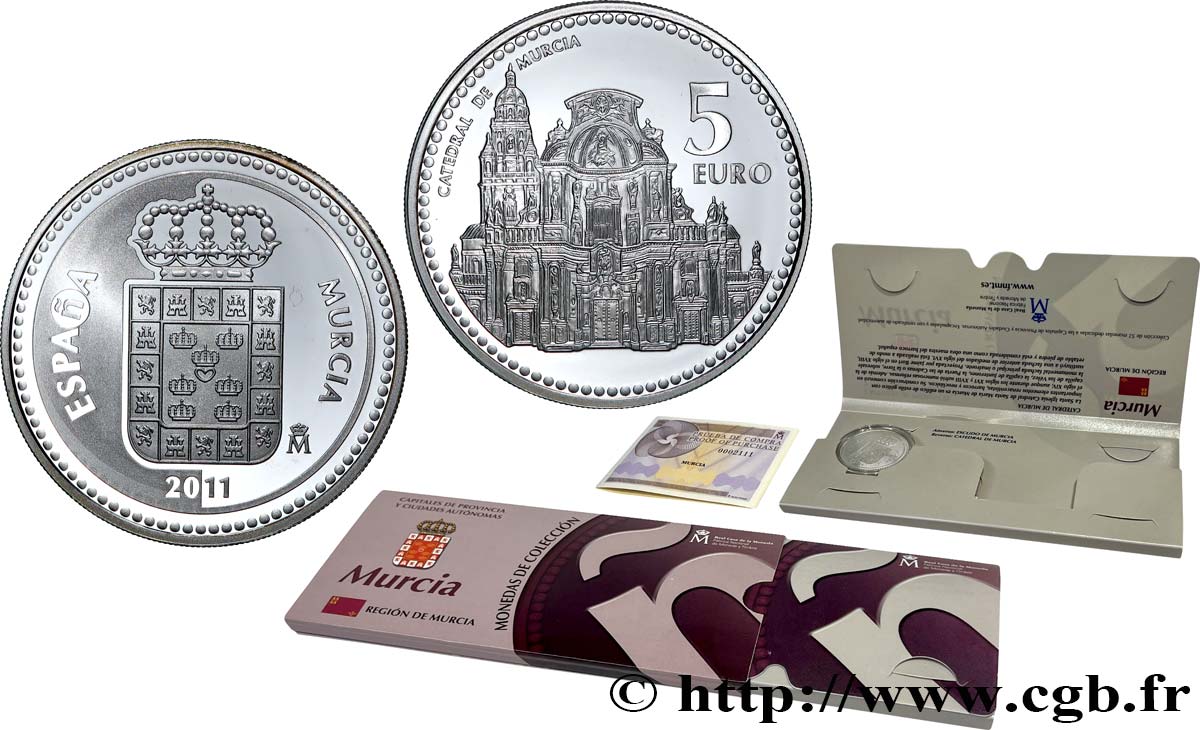 SPAGNA BELLE ÉPREUVE 5 Euro Murcie 2011 BE