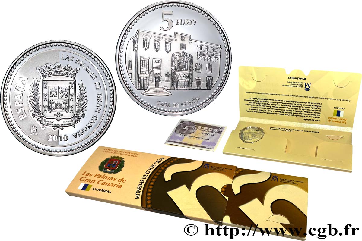 SPAIN BELLE ÉPREUVE 5 Euro Las Palmas de Gran Canaria 2010 Proof set