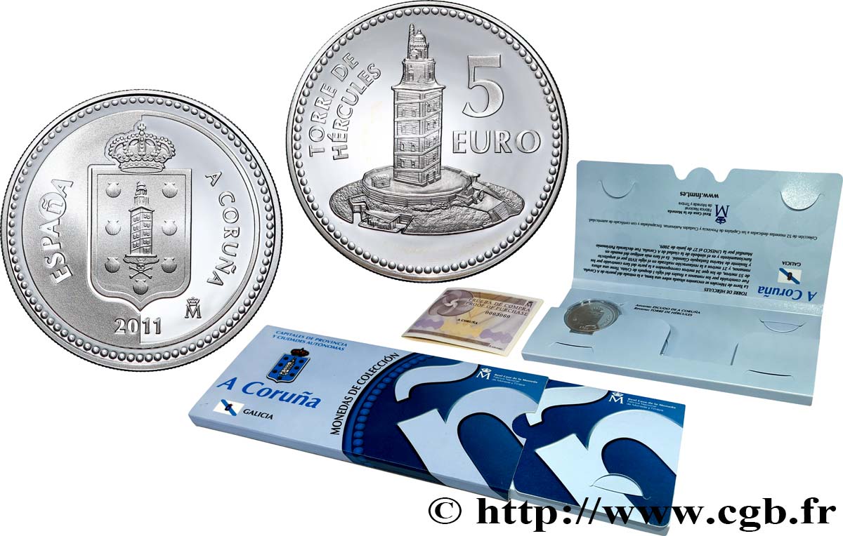 SPAIN BELLE ÉPREUVE 5 Euro La Corogne 2011 Proof set