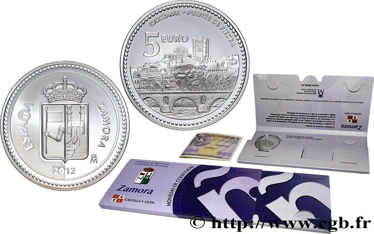 SPAIN BELLE ÉPREUVE 5 Euro Zamora 2012 Proof set
