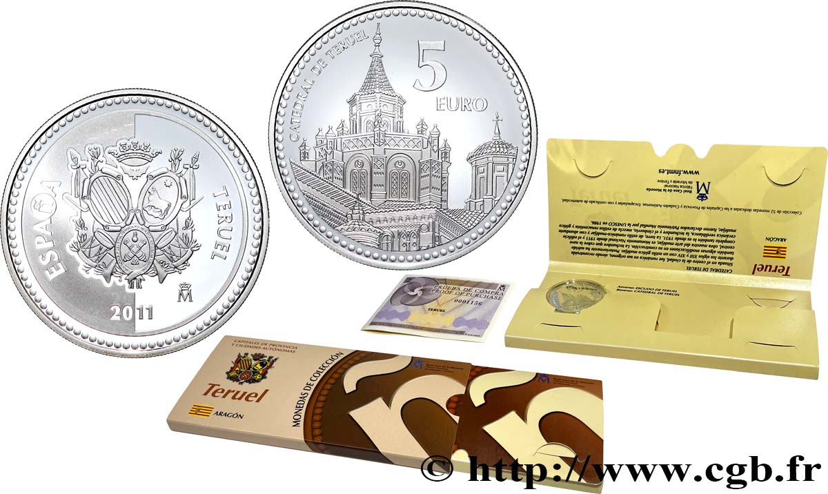 ESPAGNE BELLE ÉPREUVE 5 Euro Teruel 2011 BE