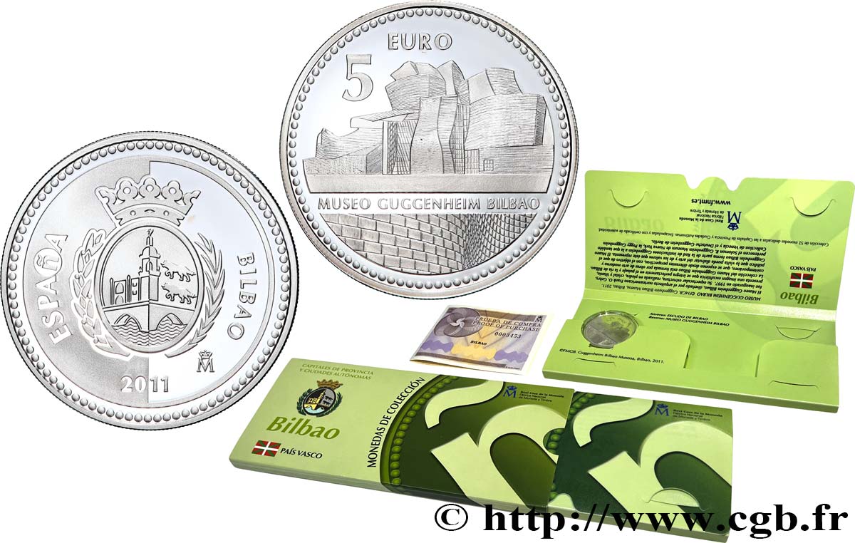 SPAGNA BELLE ÉPREUVE 5 Euro Bilbao 2011 BE