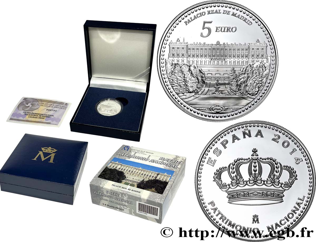 SPAIN BELLE ÉPREUVE 5 Euro Palais Royal de Madrid 2014 Proof set