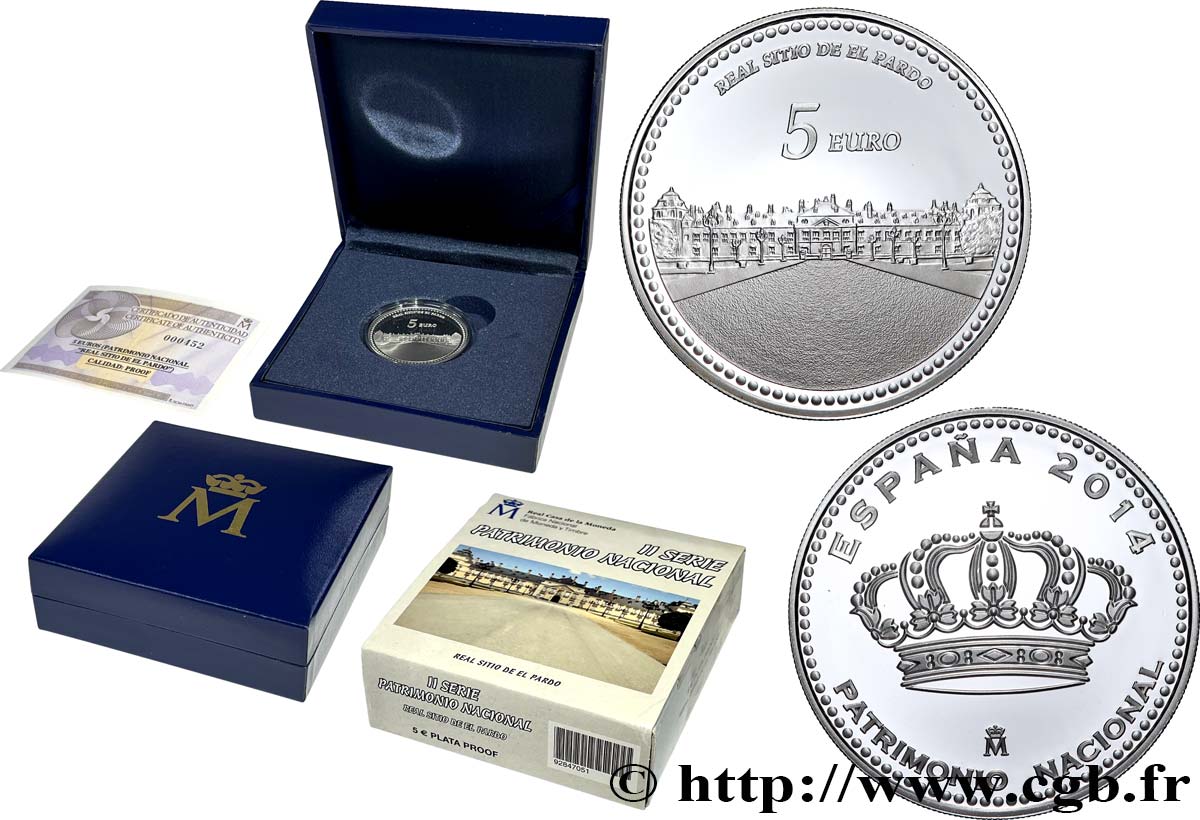SPAIN BELLE ÉPREUVE 5 Euro Palais Royal du Pardo 2014 Proof set