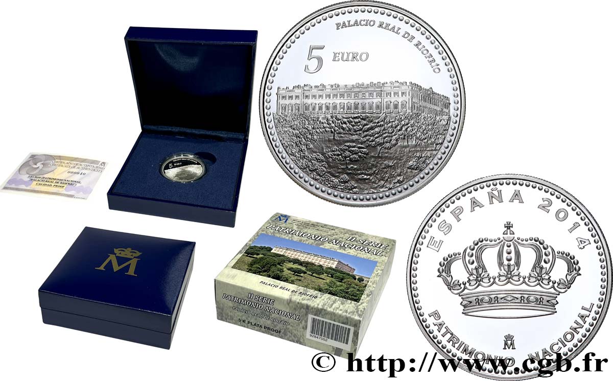 SPAIN BELLE ÉPREUVE 5 Euro Palais Royal de Riofrio 2014 Proof set
