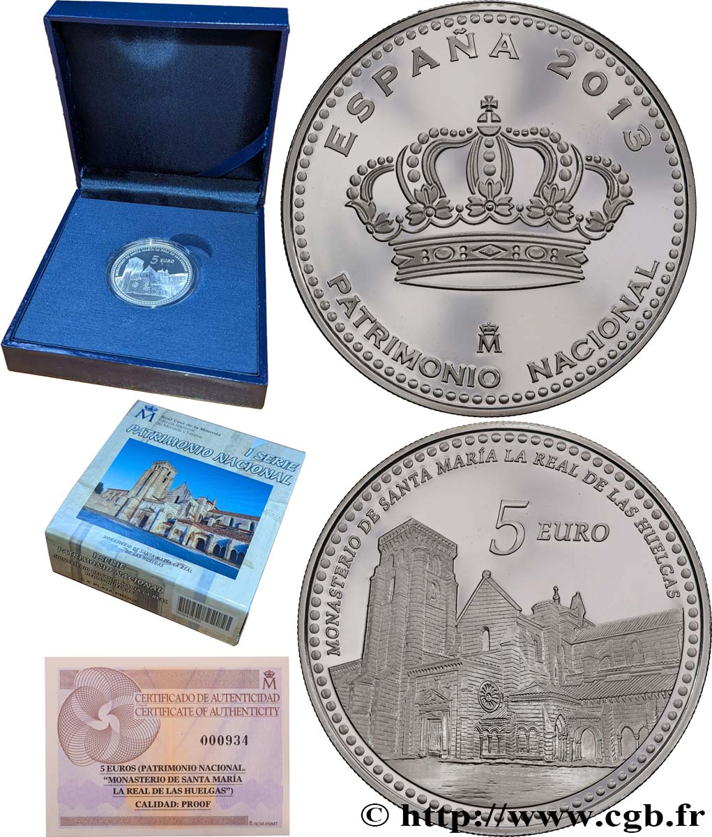 SPAIN BELLE ÉPREUVE 5 Euro Monastère de las Huelgas 2013 Proof set