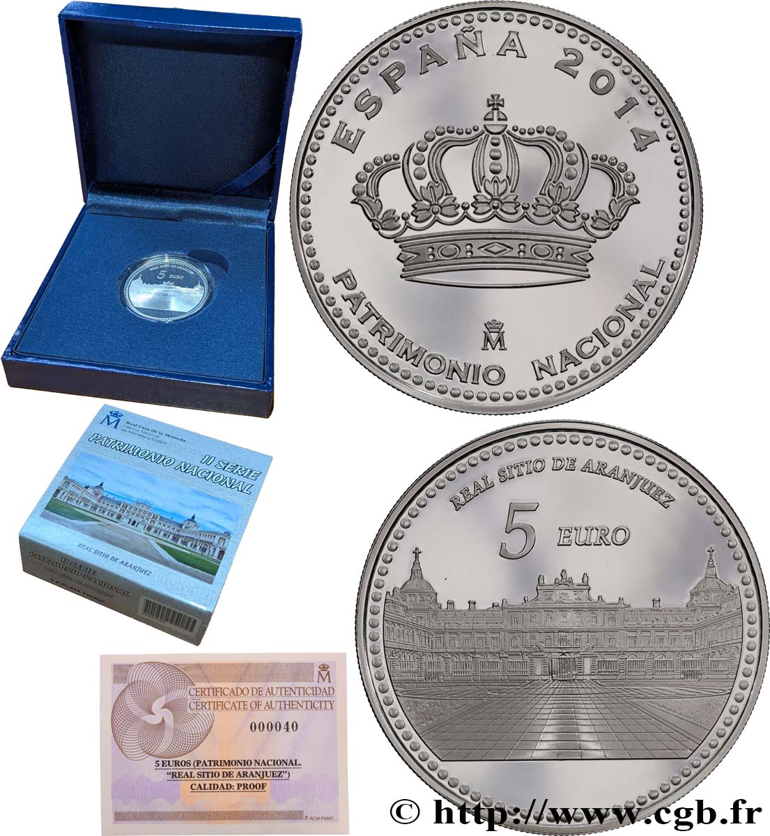 SPAIN BELLE ÉPREUVE 5 Euro Palais Royal d’Aranjuez 2014 Proof set