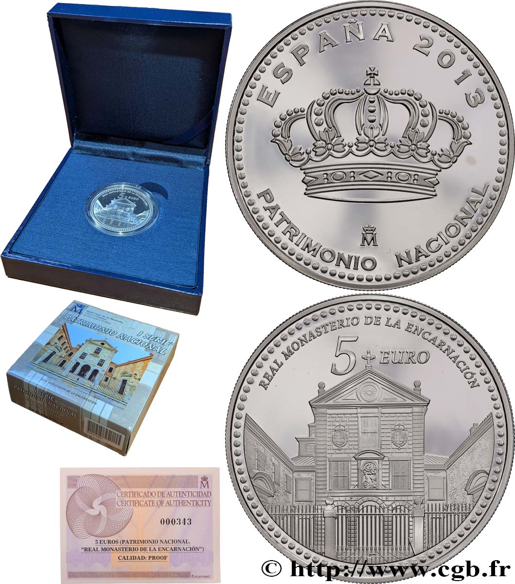 SPAGNA BELLE ÉPREUVE 5 Euro Monastère de l’Incarnation 2013 BE