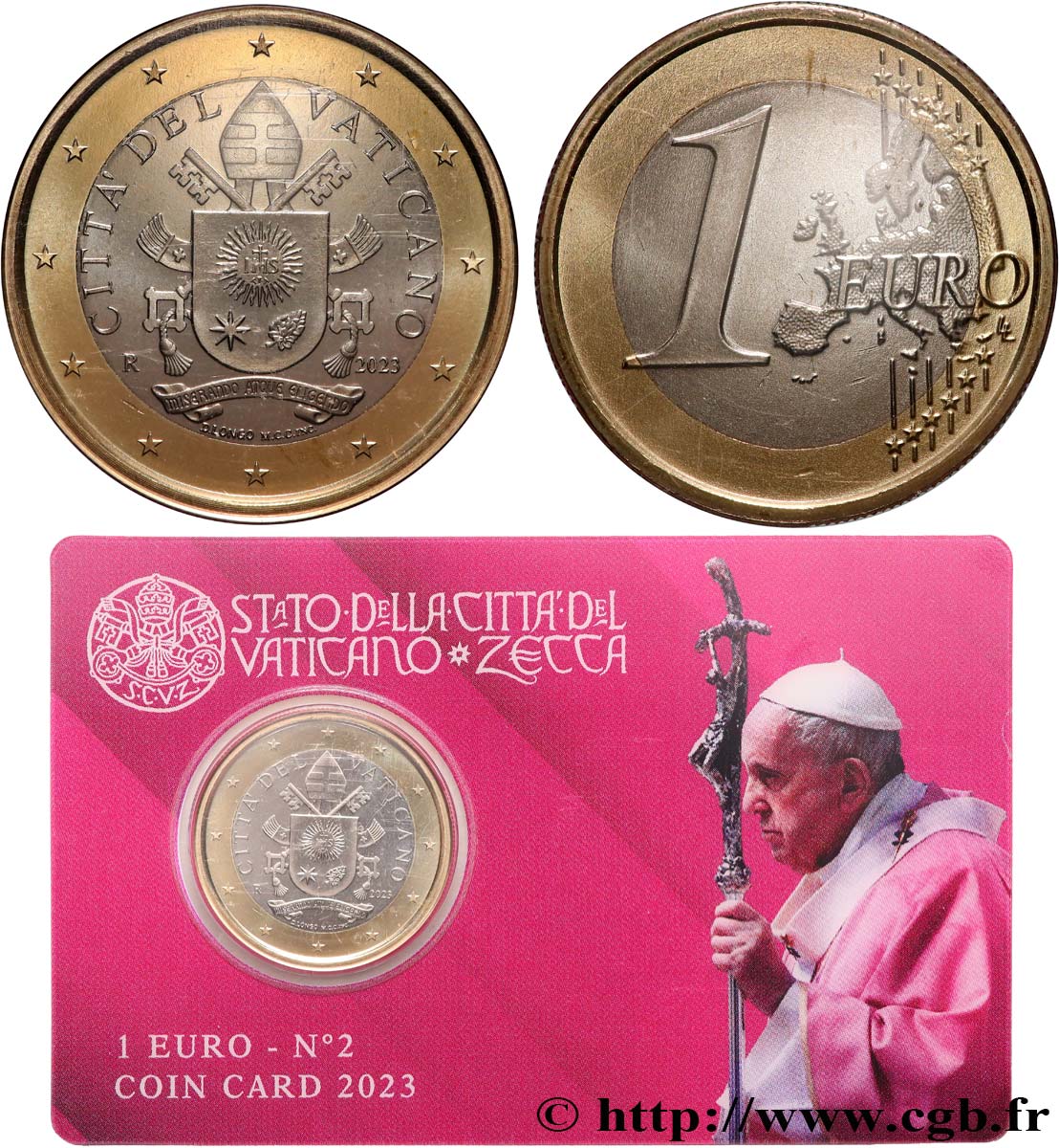 VATICAN Coin-Card (n°2) 1 Euro ARMOIRIES DU PAPE FRANÇOIS
 2023 Brilliant Uncirculated