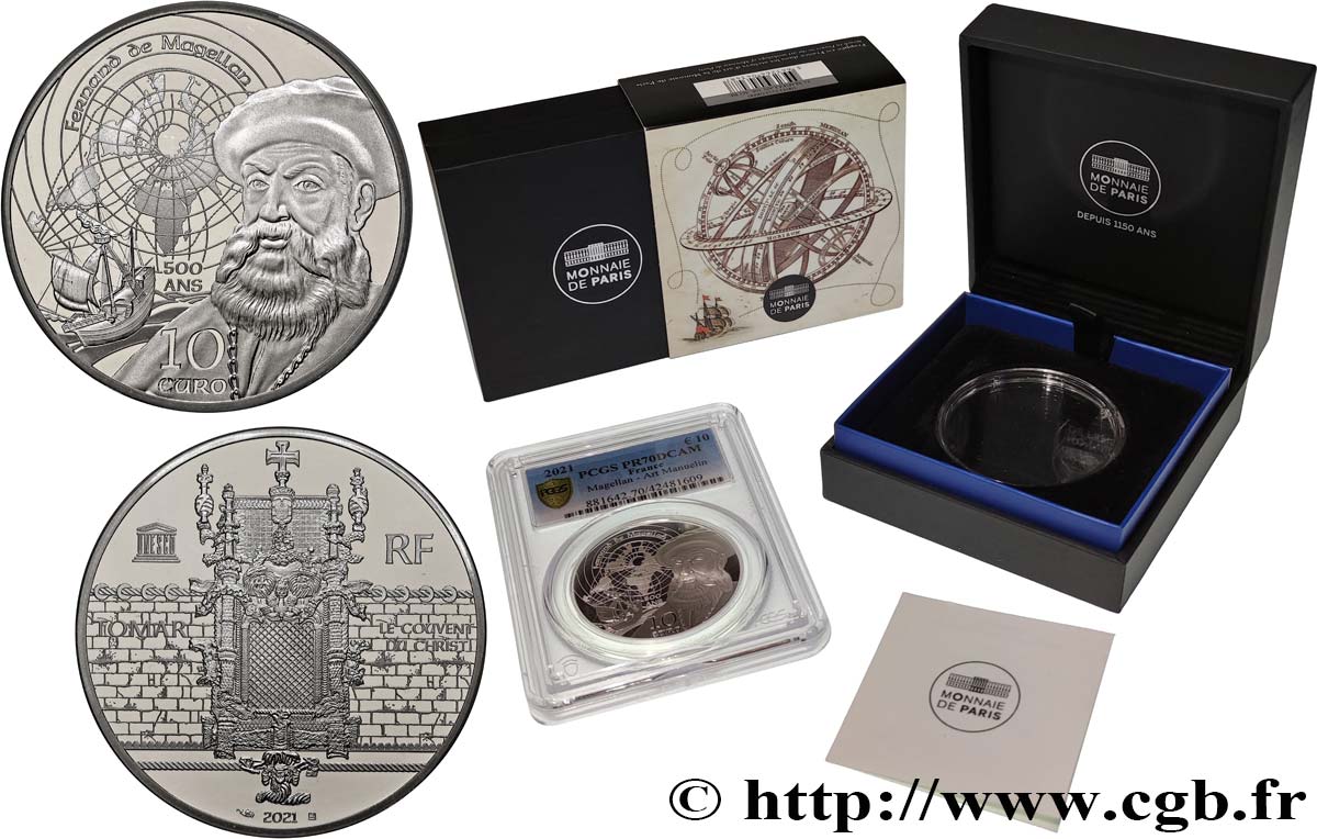 FRANCE BELLE EPREUVE 10 Euro MAGELLAN - ART MANUELIN 2021 BE70