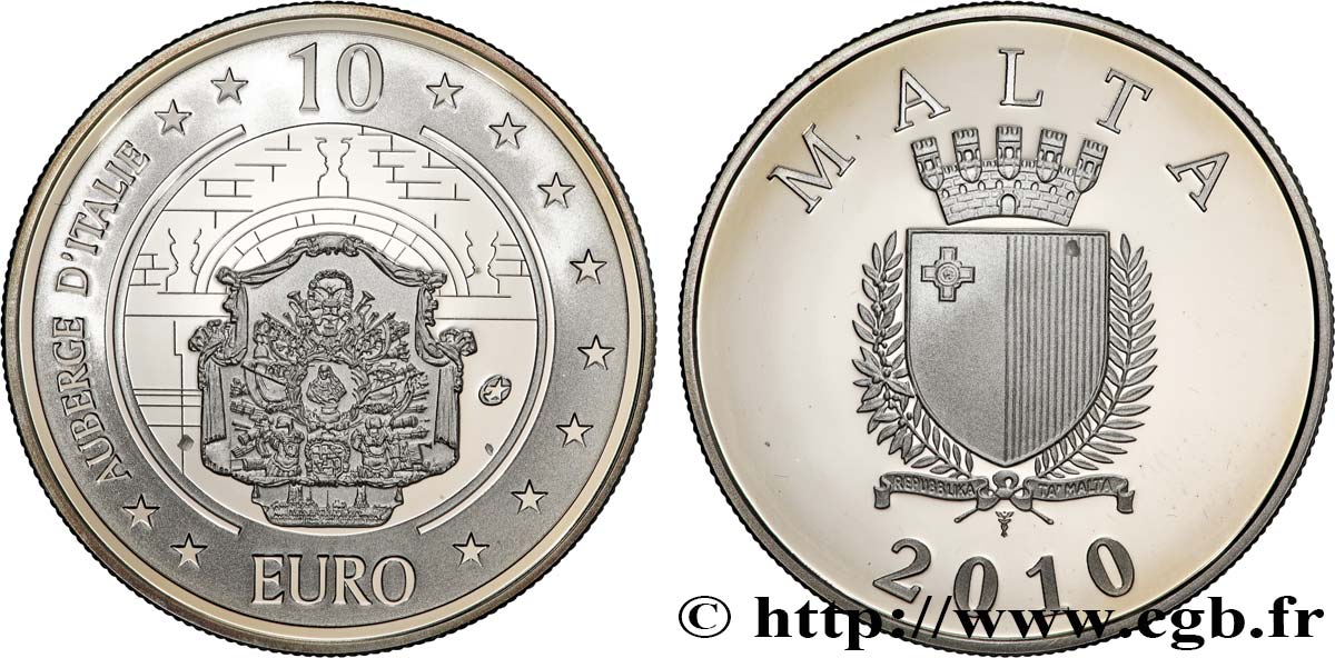 MALTA Belle Épreuve 10 Euro AUBERGE D’ITALIE 2010 Proof set