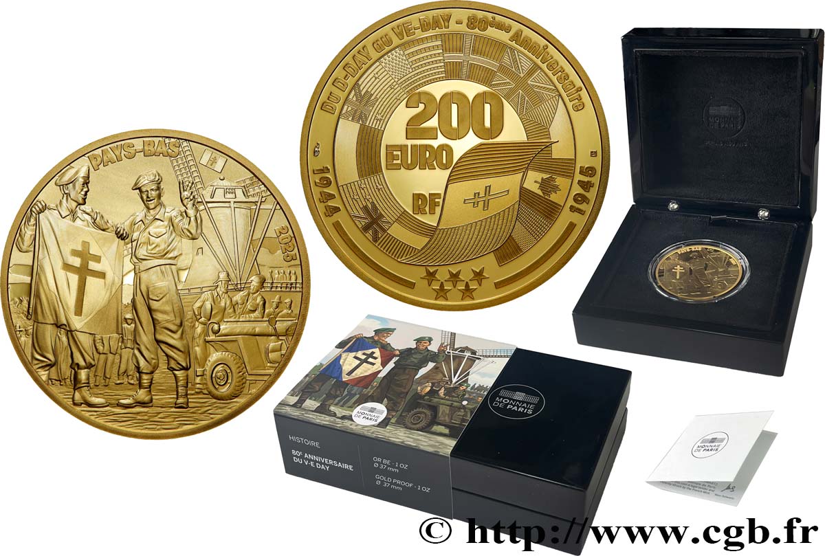 FRANCE BELLE EPREUVE 1 oz - 200 Euro V-E DAY SOLDAT FRANÇAIS  2025 BE
