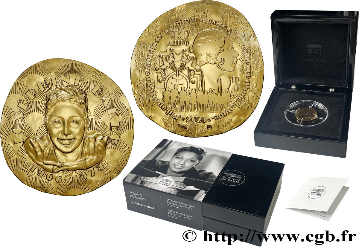 FRANCE BELLE EPREUVE 1/4 oz - 50 Euro JOSÉPHINE BAKER 2025 BE