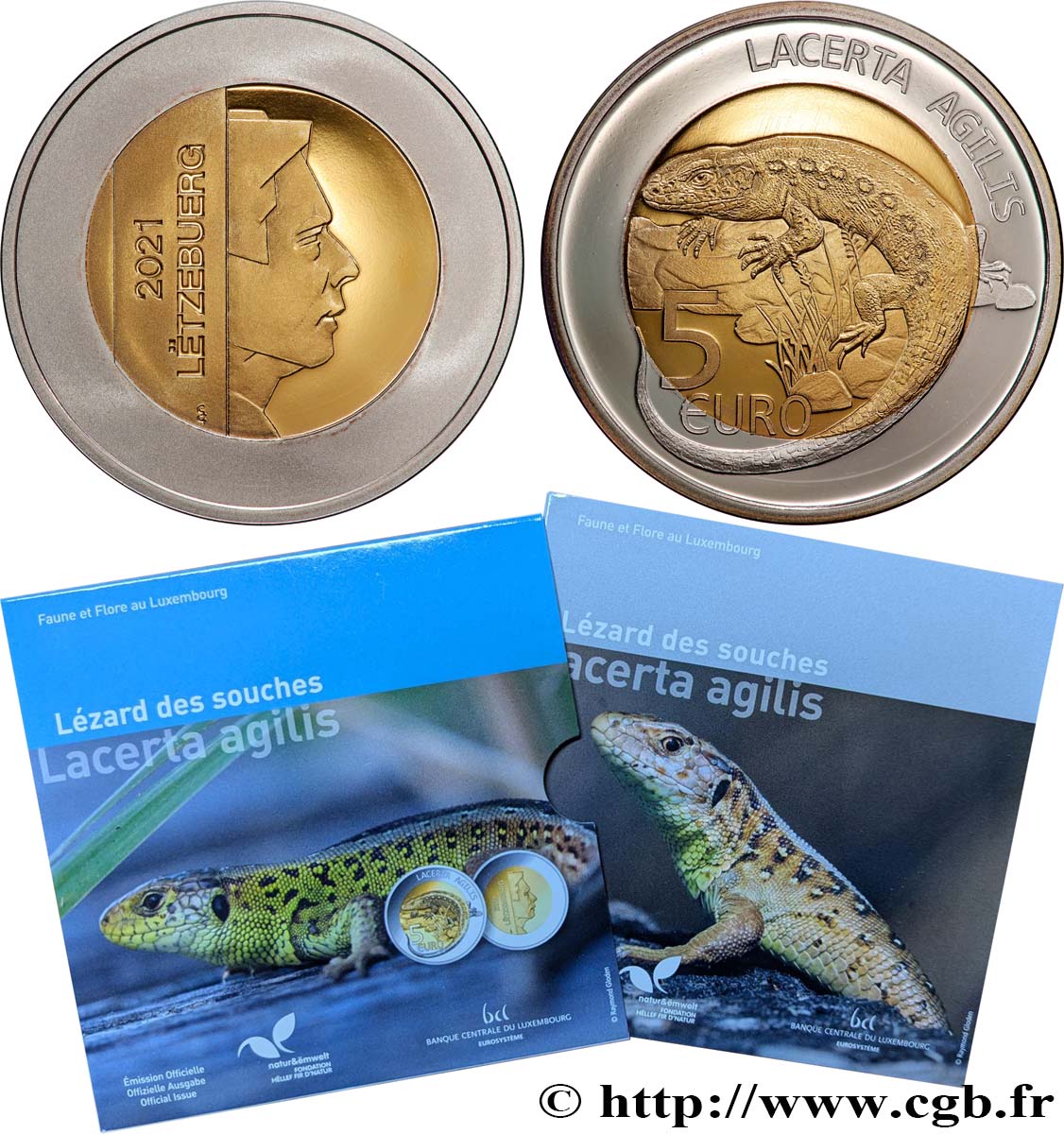 LUXEMBOURG 5 euro Lézard des souches 2021 BU