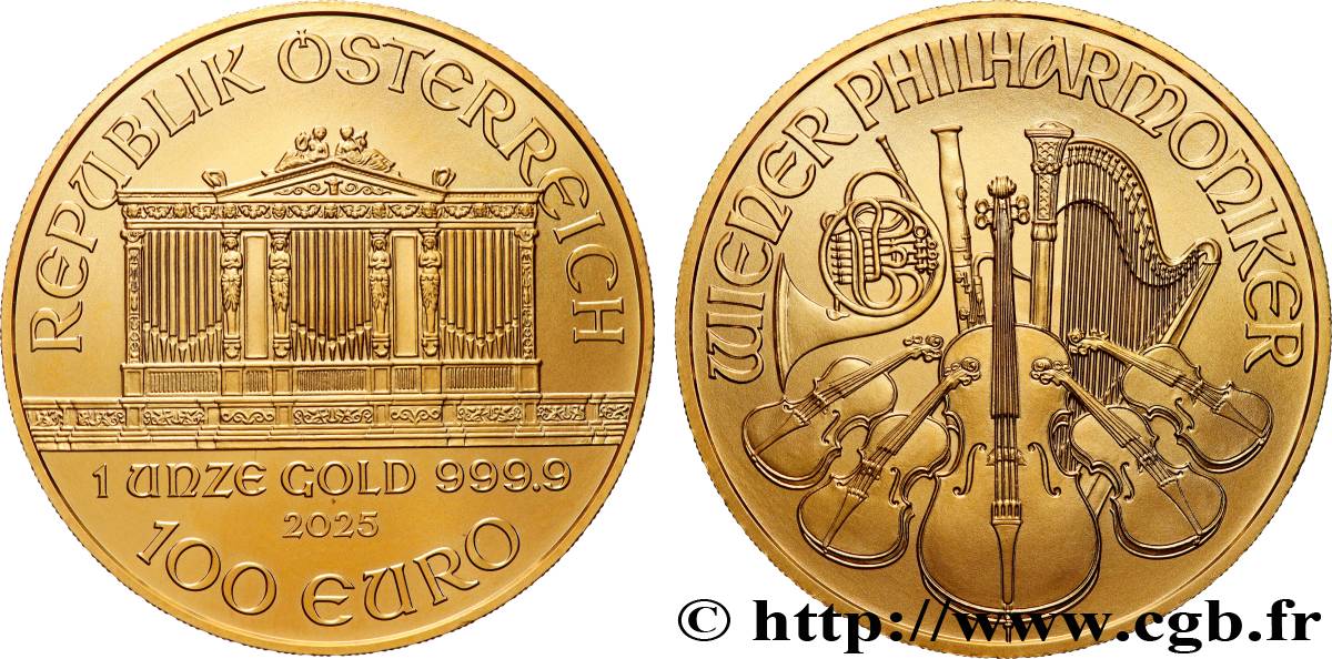 ORO, PALLADIO E PLATINO: INVESTIMENTI 1 Oz - 100 Euro LE PHILARMONIQUE DE VIENNE 2025 FDC