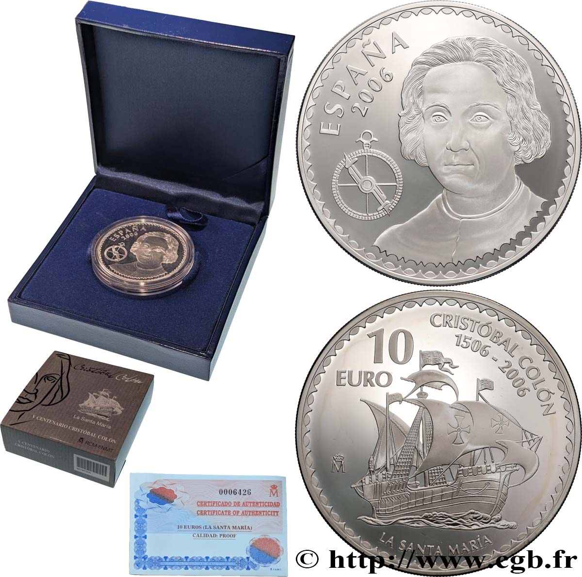 SPAIN Belle Épreuve 10 Euro LA SANTA MARIA 2006 Proof set