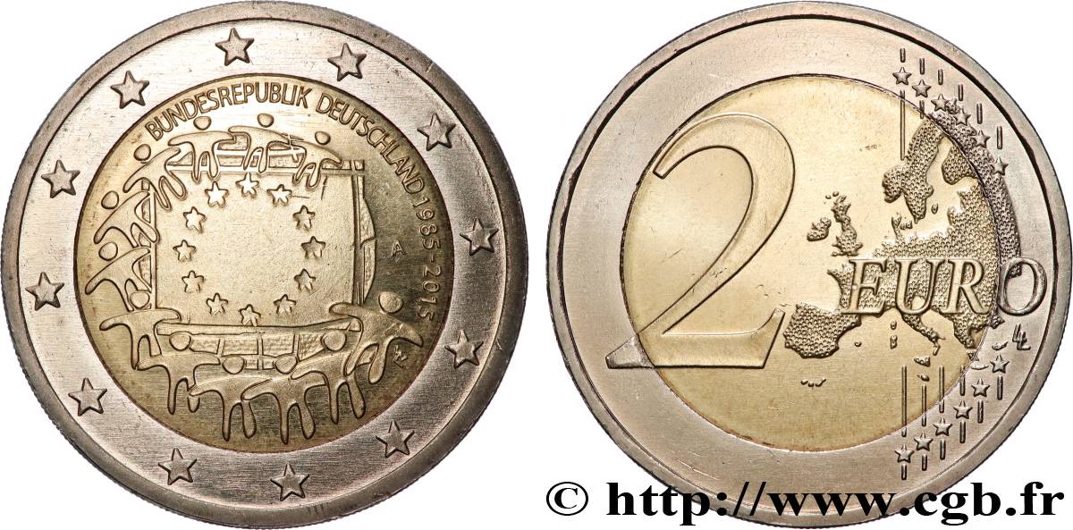 GERMANY 2 Euro 30e ANNIVERSAIRE DU DRAPEAU EUROPÉEN - Karlsruhe  2015 MS