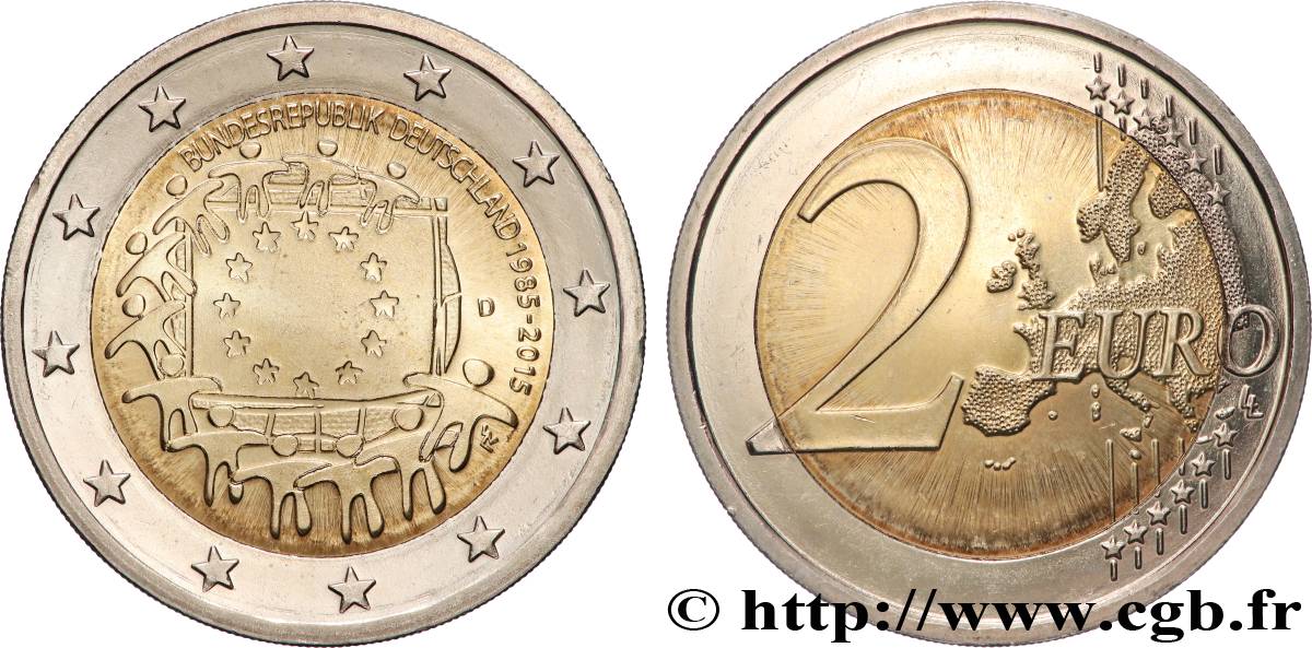 GERMANY 2 Euro 30e ANNIVERSAIRE DU DRAPEAU EUROPÉEN - Karlsruhe  2015 MS