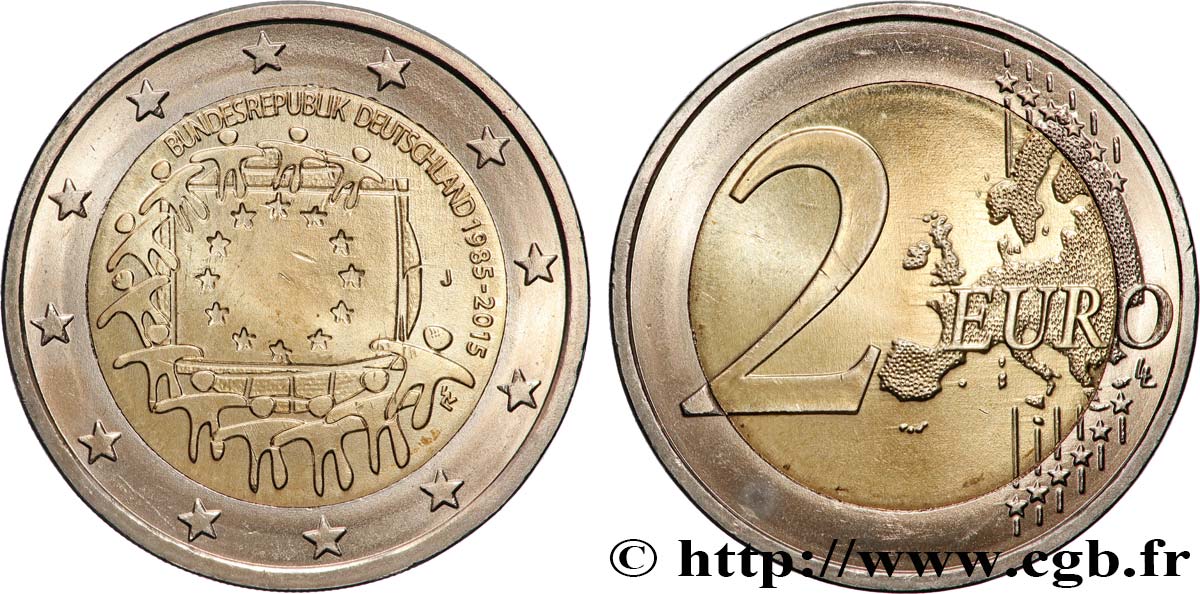 GERMANIA 2 Euro 30e ANNIVERSAIRE DU DRAPEAU EUROPÉEN - Karlsruhe  2015 MS
