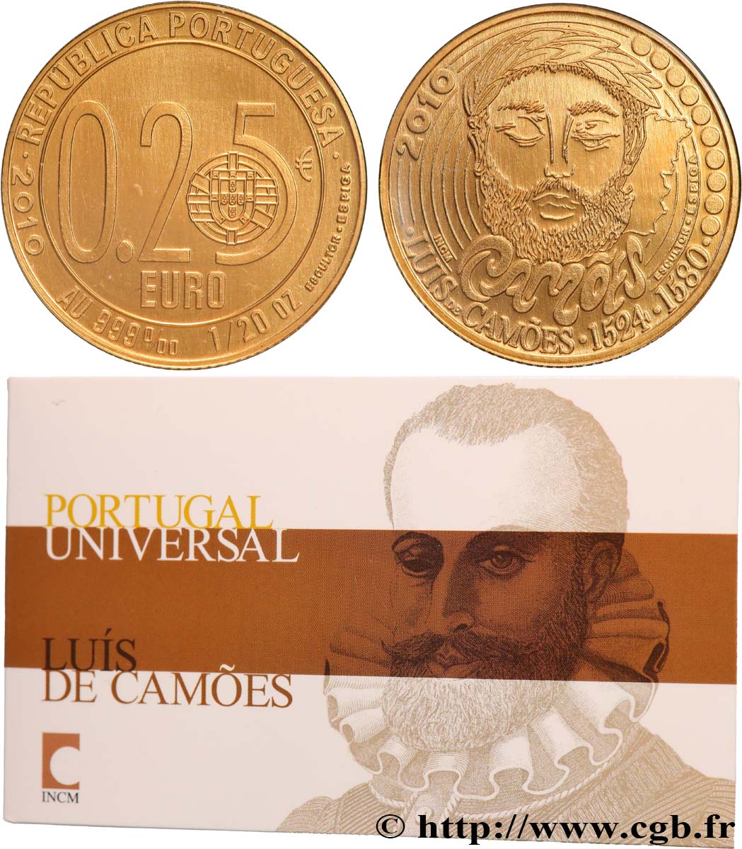 PORTUGAL 1/4 Euro LUIS DE CAMOES 2010 MS