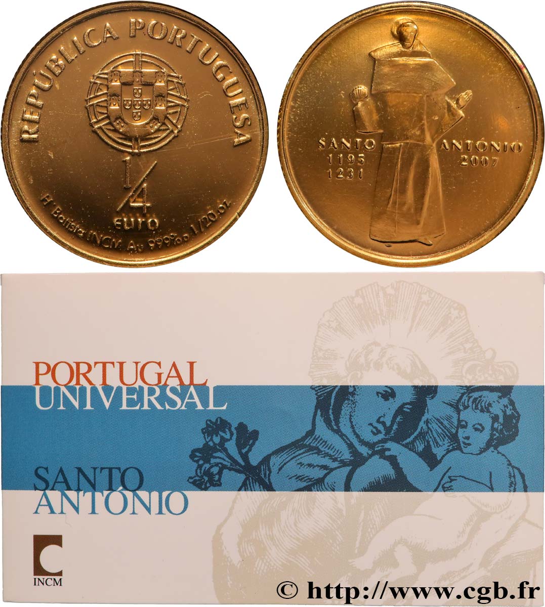 PORTUGAL 1/4 Euro SANTO ANTONIO 2007 FDC