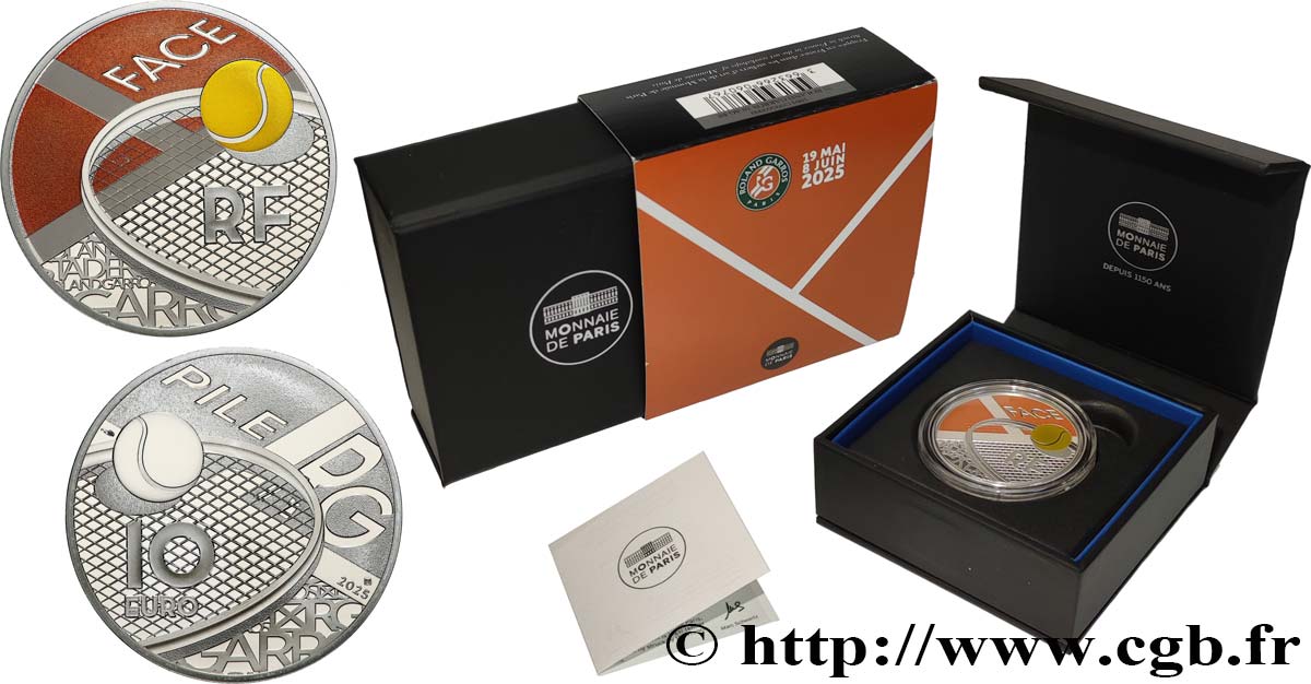 FRANCE BELLE EPREUVE 10 Euro ROLAND GARROS 2025 Proof set