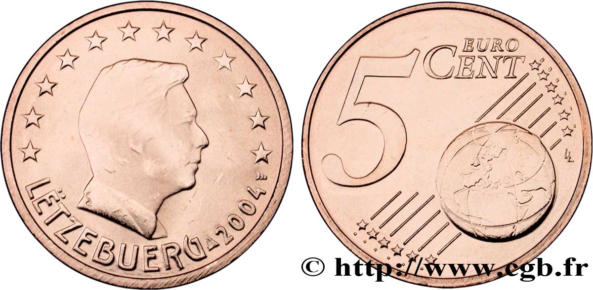LUSSEMBURGO 5 Cent GRAND DUC HENRI 2004 MS63