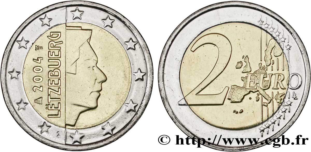 LUXEMBOURG 2 Euro GRAND DUC HENRI tranche A 2004 MS63