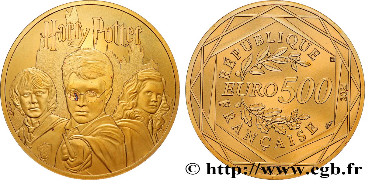 FRANCE 500 Euro HARRY POTTER - 3 SORCIERS 2021 Brilliant Uncirculated